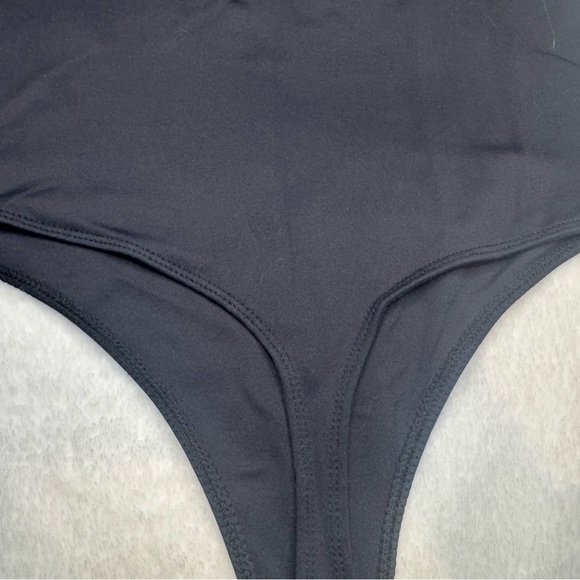 Black Short Sleeve Princess Neck Bodysuit - Picture 5 of 8